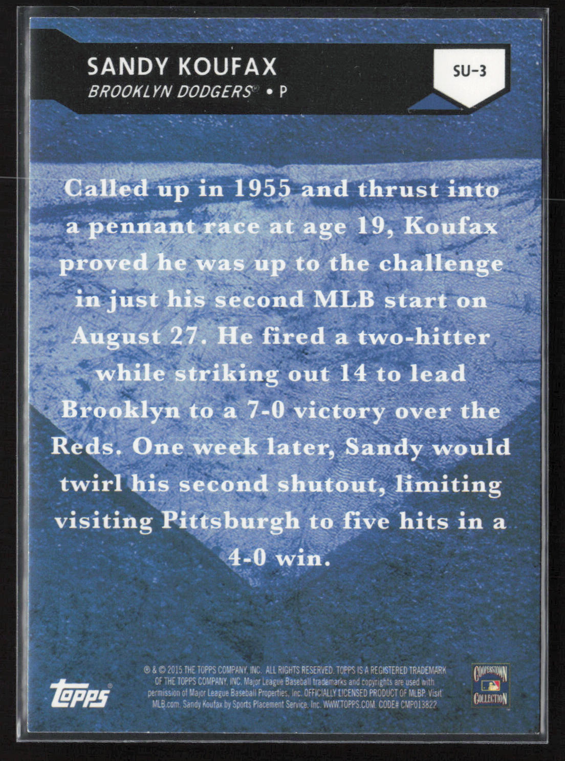 2015 Topps #SU-3 Sandy Koufax Stepping Up