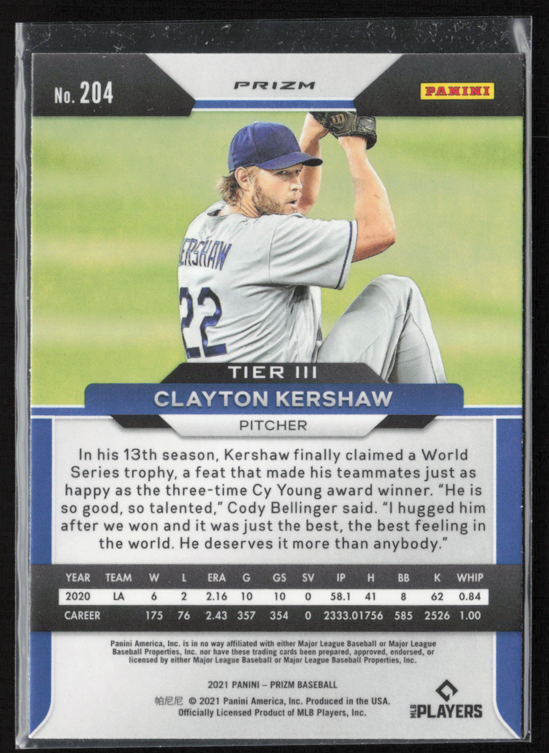 2021 Panini Prizm #204 Clayton Kershaw Green Wave Prizm
