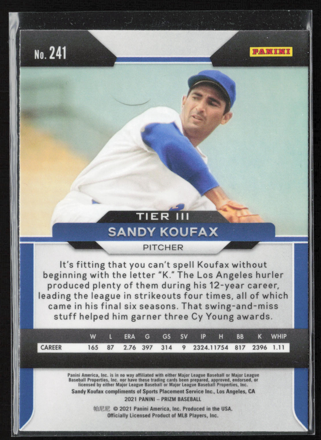 2021 Panini Prizm #241 Sandy Koufax