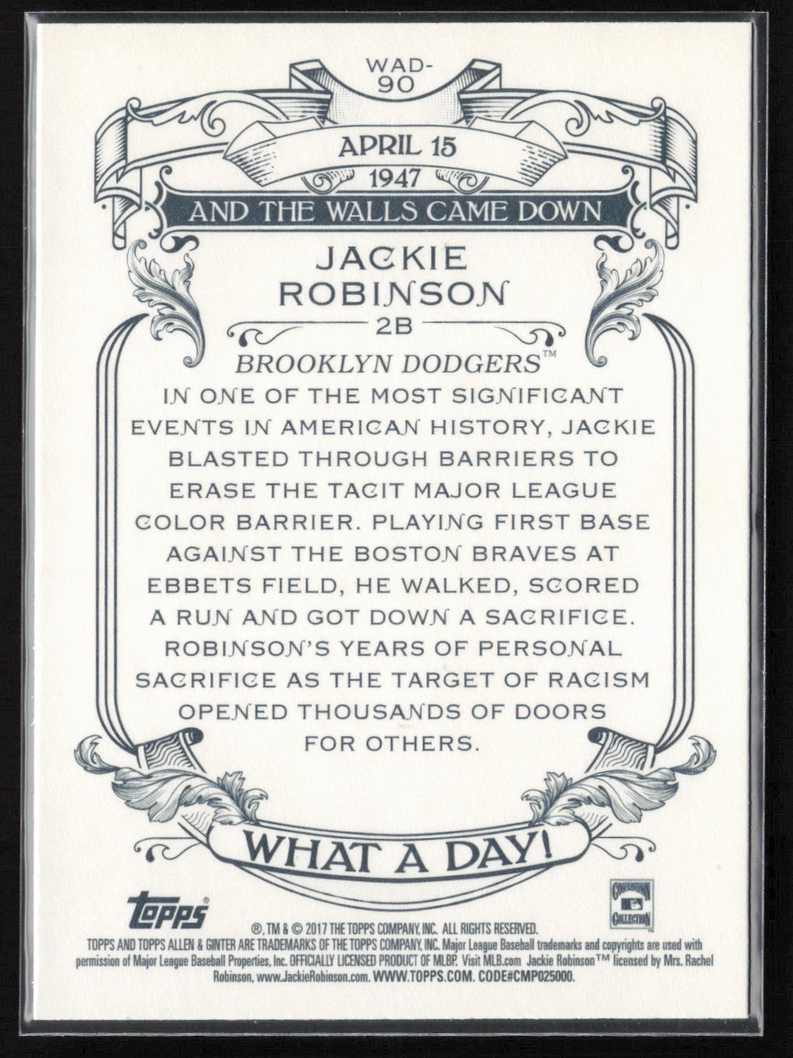 2017 Topps Allen & Ginter #WAD-90 Jackie Robinson What a Day!