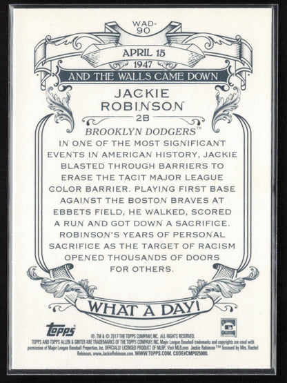 2017 Topps Allen & Ginter #WAD-90 Jackie Robinson What a Day!