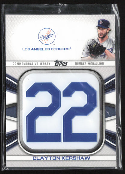 2022 Topps #JNM-CK Clayton Kershaw Player Jersey Number Medallion