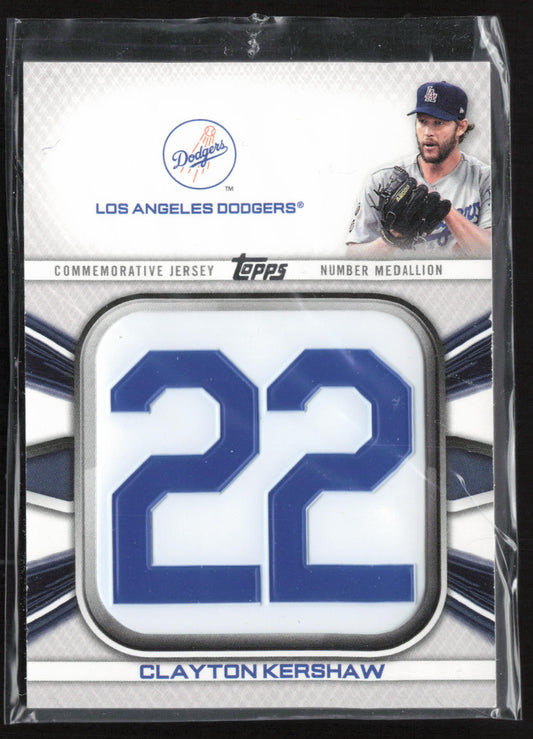 2022 Topps #JNM-CK Clayton Kershaw Player Jersey Number Medallion