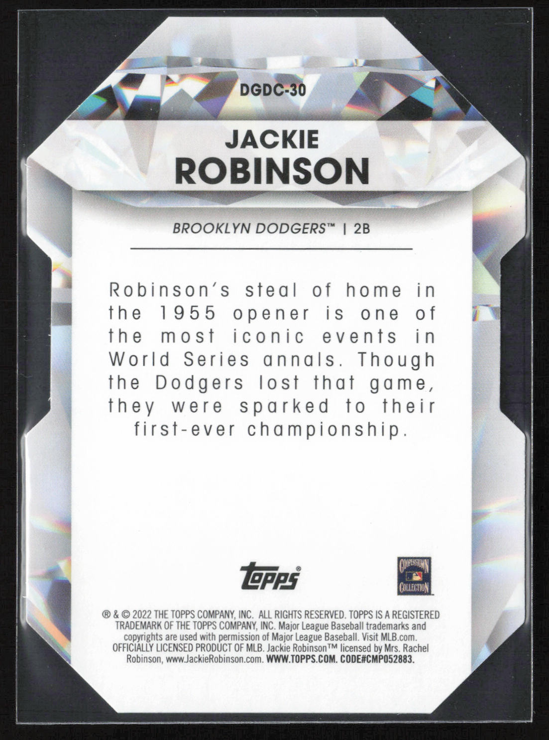 2022 Topps #DGDC-30 Jackie Robinson Diamond Greats Die Cuts