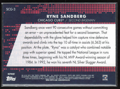 2021 Topps Stadium Club #SCG-3 Ryne Sandberg Stadium Club Greats