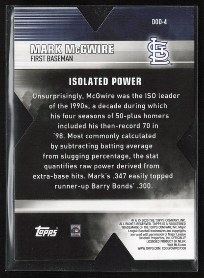 2020 Topps #DOD-4 Mark McGwire Decade of Dominance