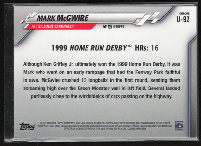 2020 Topps Chrome Update #U-92 Mark McGwire