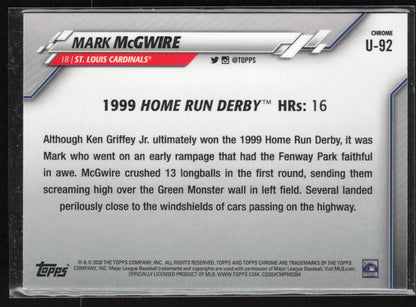 2020 Topps Chrome Update #U-92 Mark McGwire