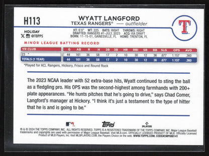 2024 Topps Holiday #H113 Wyatt Langford