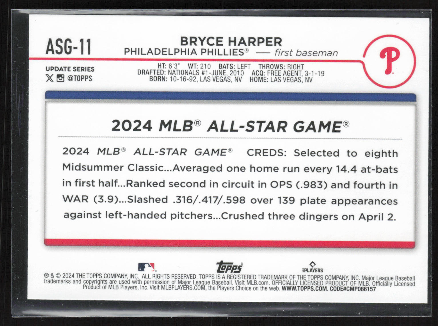 2024 Topps Update #ASGC-11 Bryce Harper