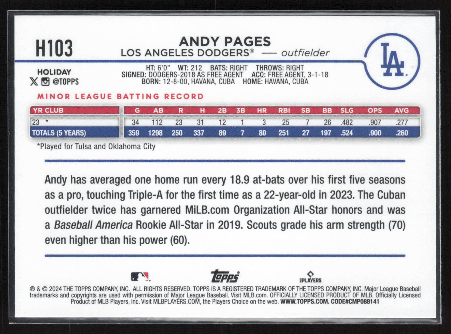 2024 Topps Holiday #H103 Andy Pages