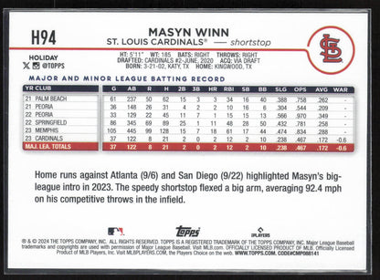 2024 Topps Holiday #H94 Masyn Winn