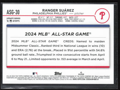 2024 Topps Update #ASG-30 Ranger Suárez 2024 All-Star Game Blue