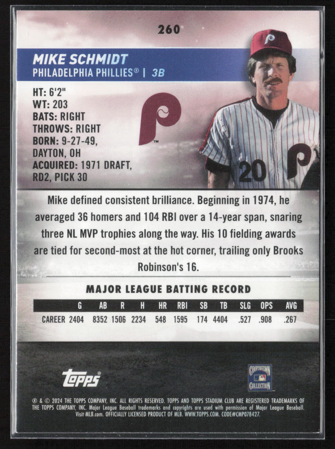 2024 Stadium Club #260 Mike Schmidt Pink Foil
