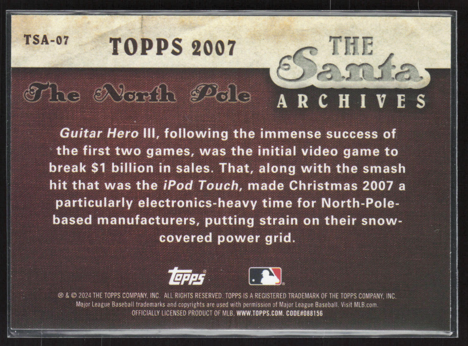 2024 Topps Holiday #TSA-07 Santa Claus The Santa Archives