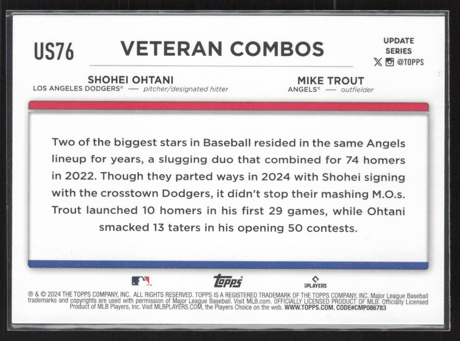 2024 Topps Update #US76 How You Been? - (Shohei Ohtani / Mike Trout) Holiday