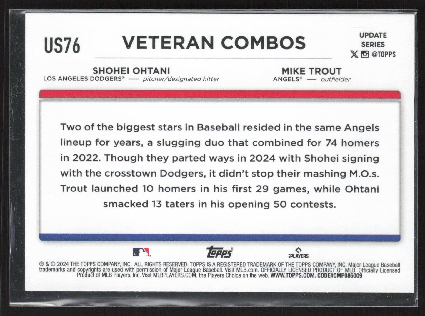 2024 Topps Update #US76 How You Been?: Solo (Shohei Ohtani / Mike Trout)