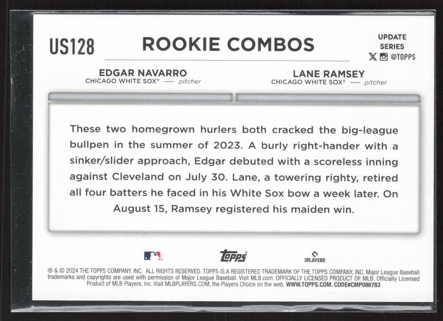 2024 Topps Update #US128 Lane Ramsey / Edgar Navarro RCOM Holiday