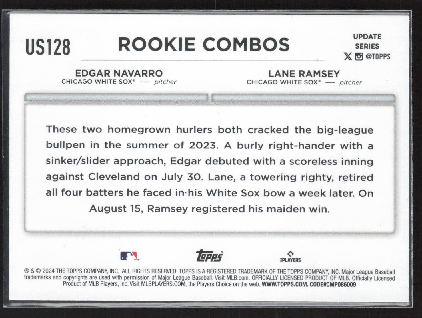 2024 Topps Update #US128 Lane Ramsey / Edgar Navarro RCOM