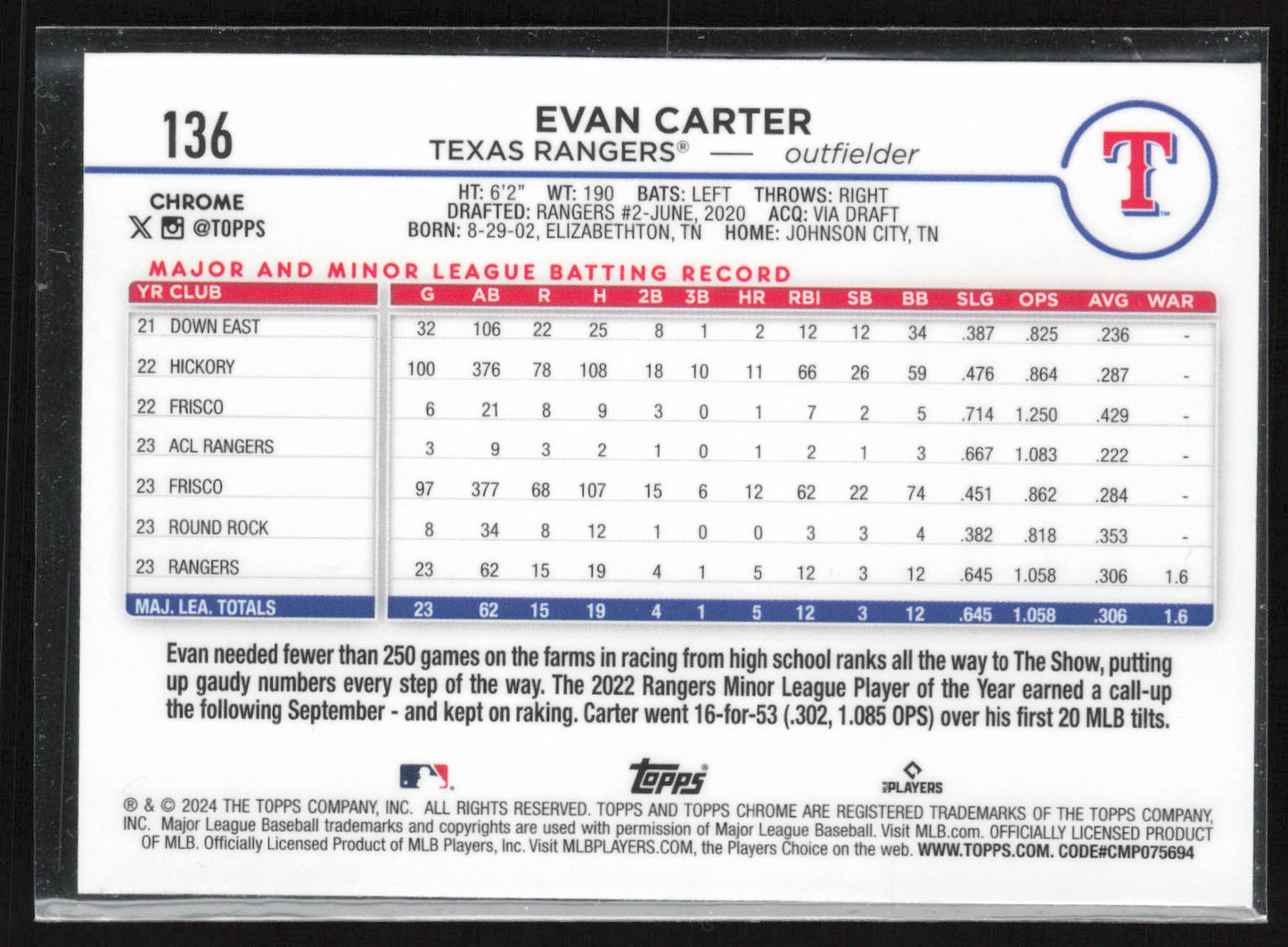 2024 Topps Chrome #136 Evan Carter