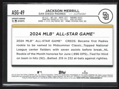 2024 Topps Chrome Update #ASGC-49 Jackson Merrill 2024 All Star Game Chrome