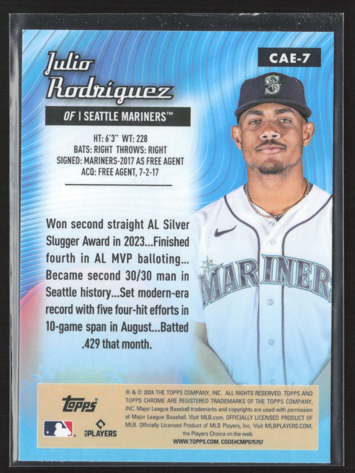 2024 Topps Chrome #CAE-7 Julio Rodriguez Chrome All-Etch