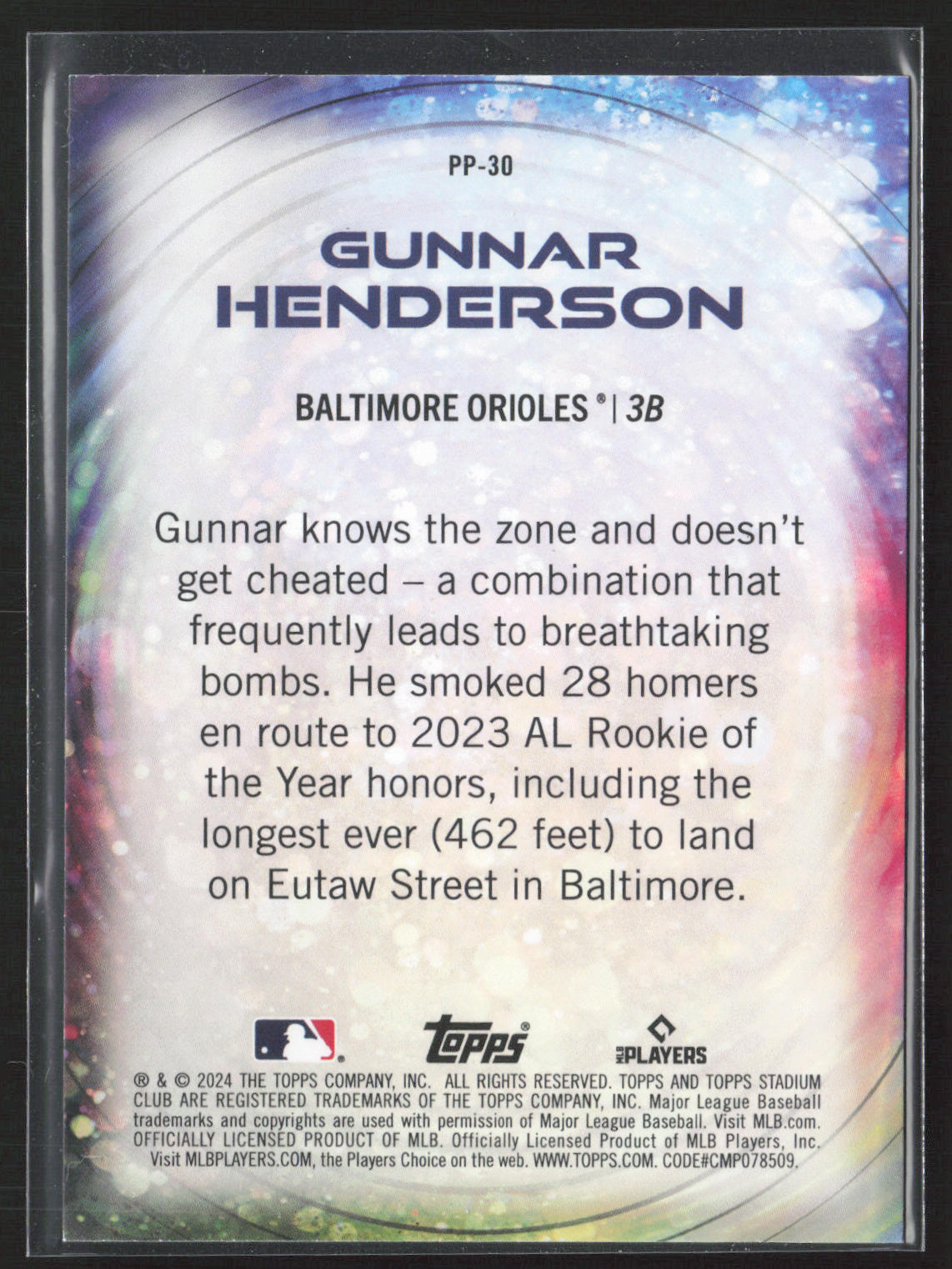 2024 Stadium Club #PP-30 Gunnar Henderson Power Packed
