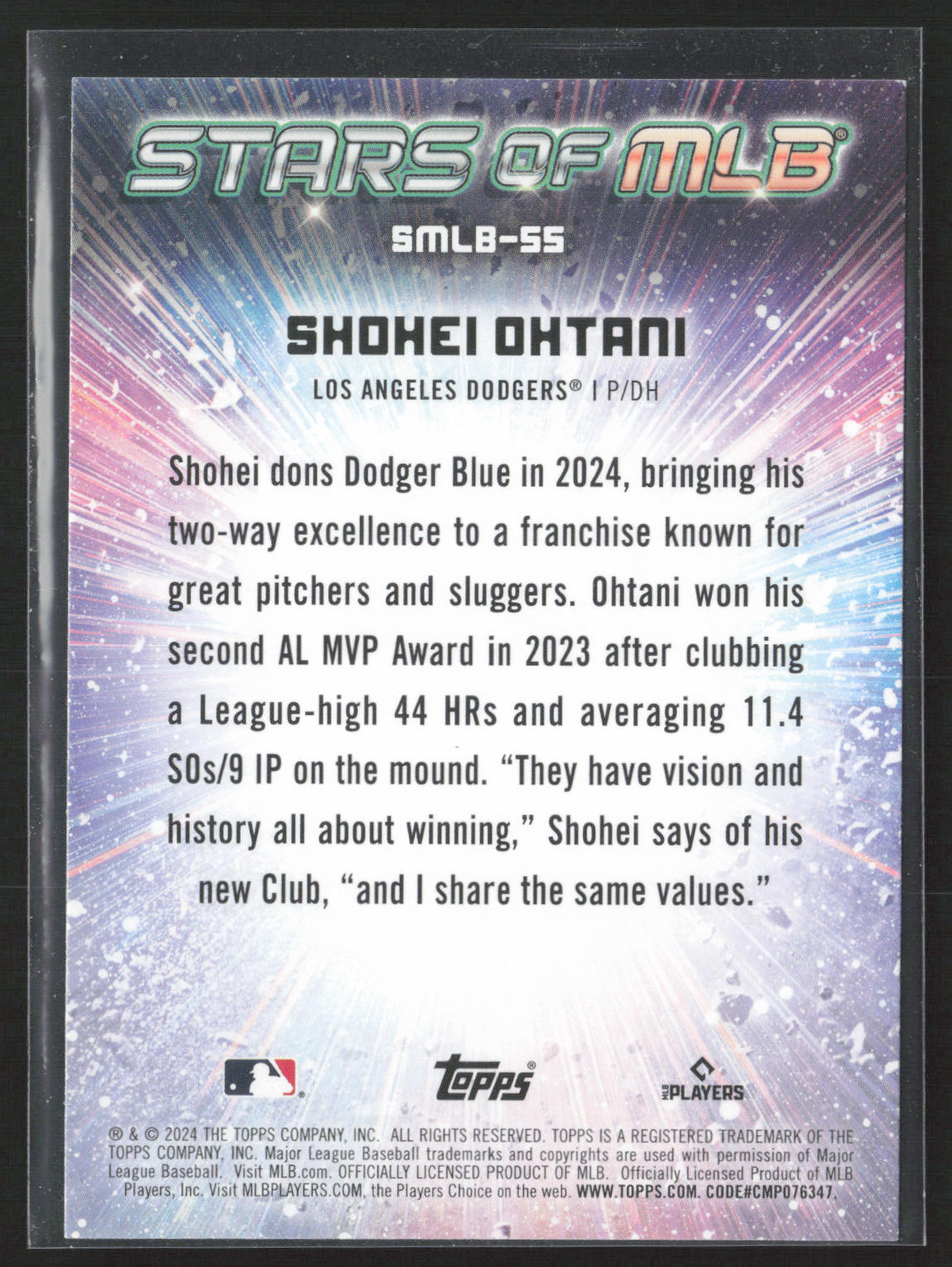 2024 Topps #CSMLB-55 Shohei Ohtani Stars of MLB Chrome