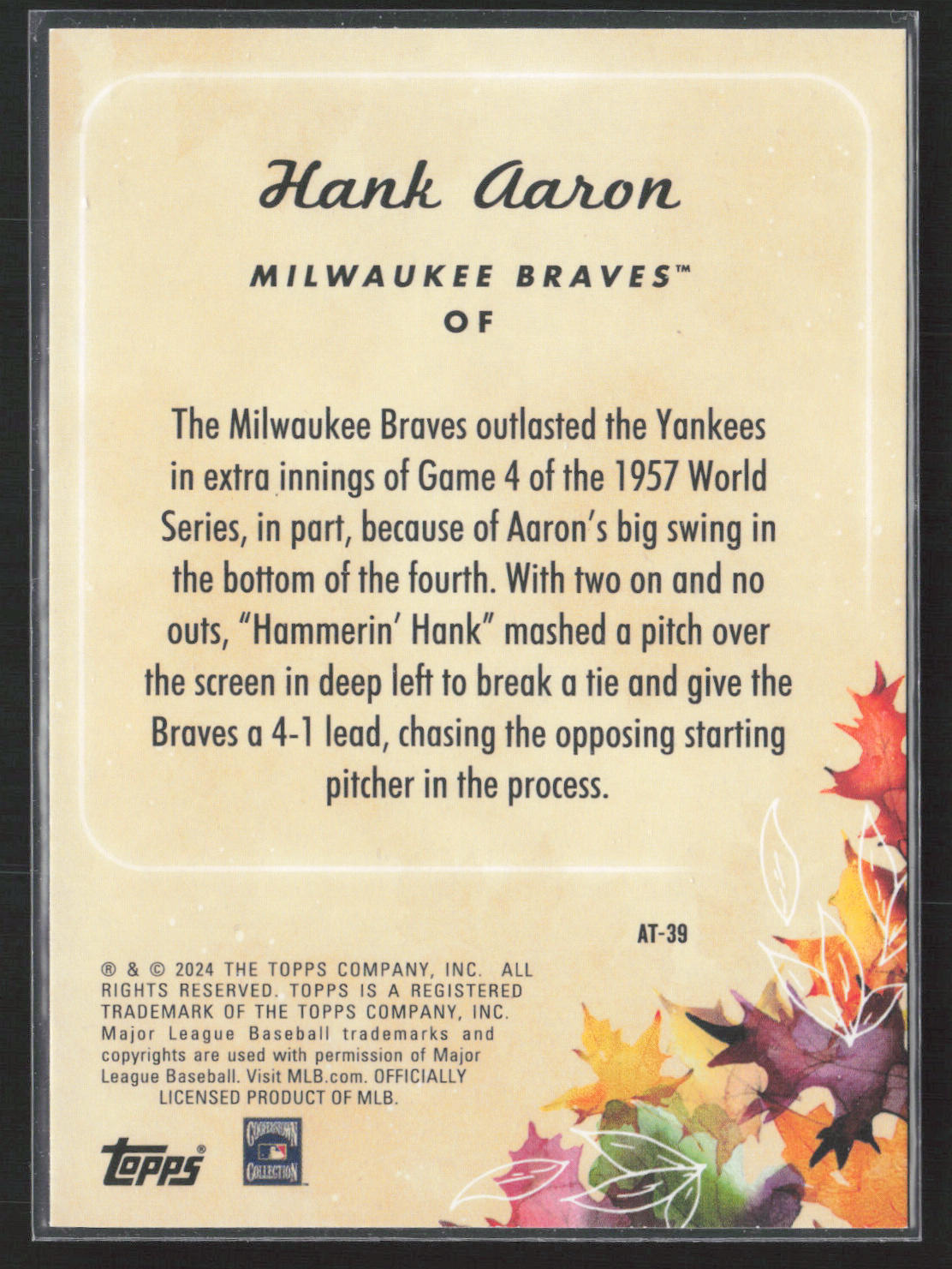 2024 Topps Update #AT-39 Hank Aaron Autumn Tales