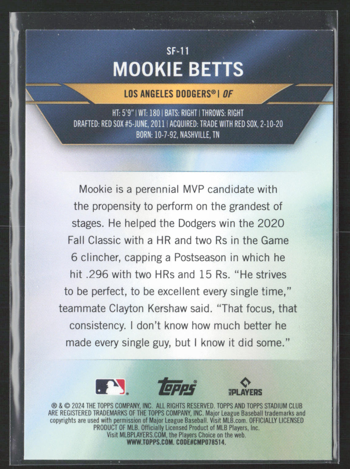 2024 Stadium Club #SF-11 Mookie Betts Special Forces
