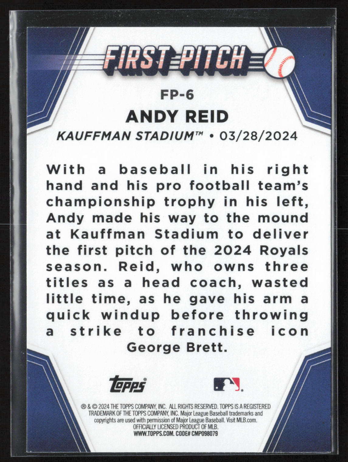 2024 Topps Update #FP-6 Andy Reid First Pitch