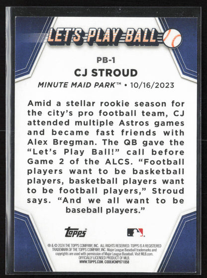 2024 Topps #PB-1 CJ Stroud Let's Play Ball