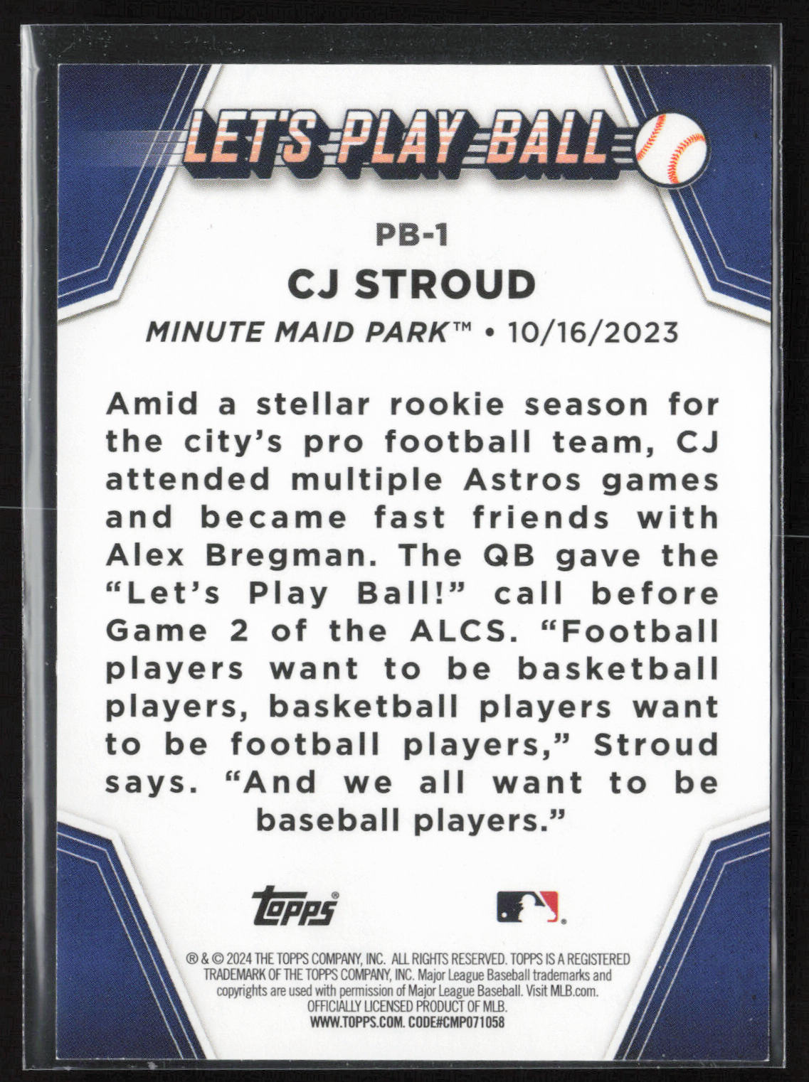 2024 Topps #PB-1 CJ Stroud Let's Play Ball 