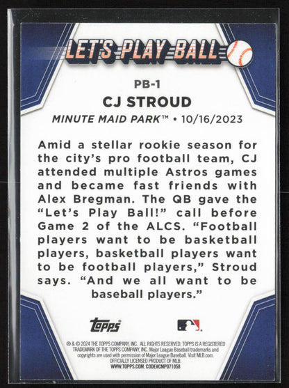 2024 Topps #PB-1 CJ Stroud Let's Play Ball 