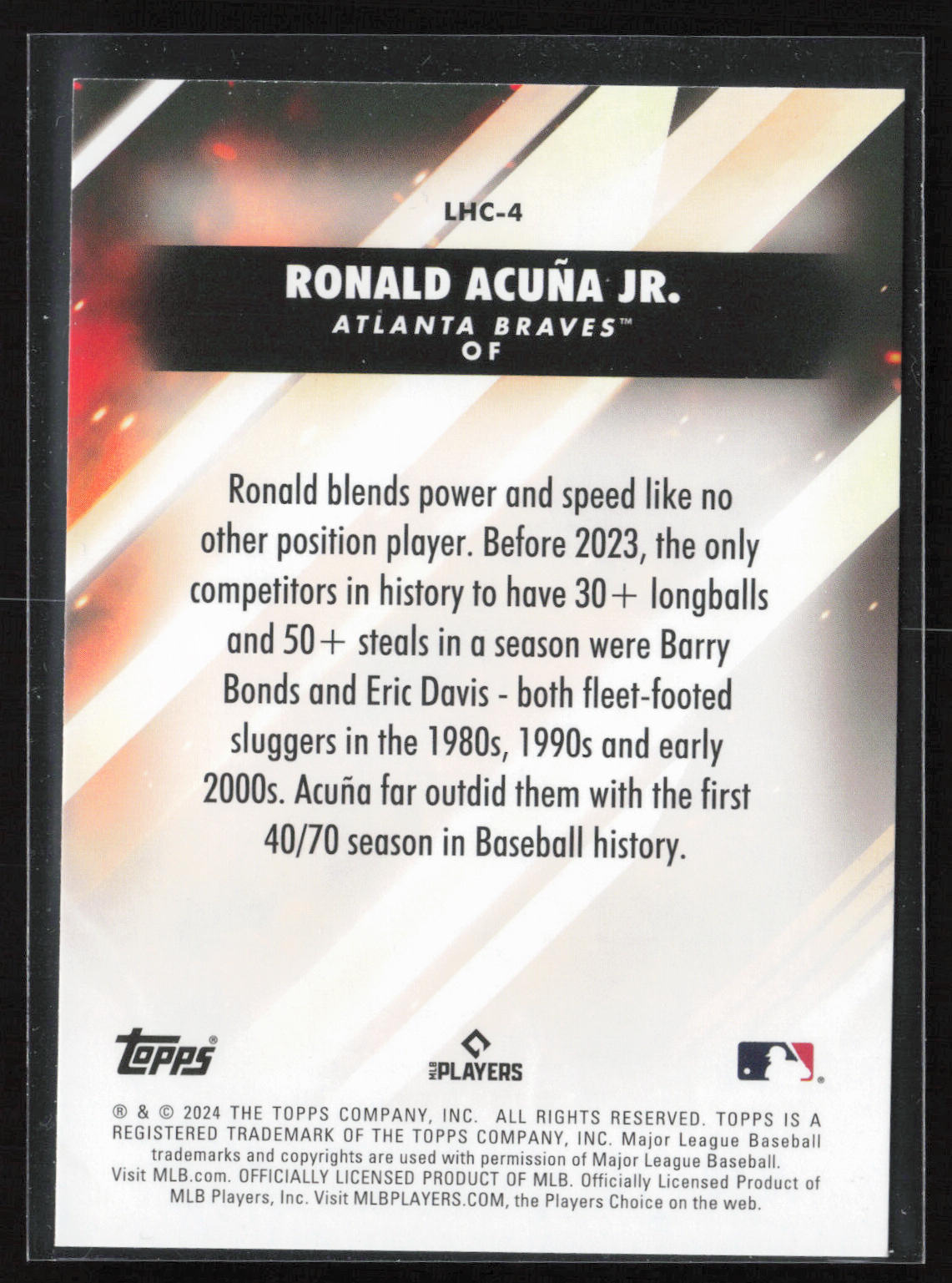 2024 Topps Update #LHC-4 Ronald Acuña Jr. Let Him Cook