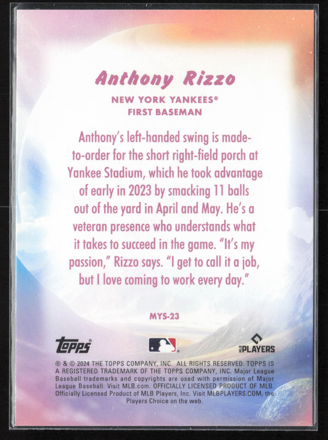 2024 Topps Update #MYS-23 Anthony Rizzo Mystical Blue