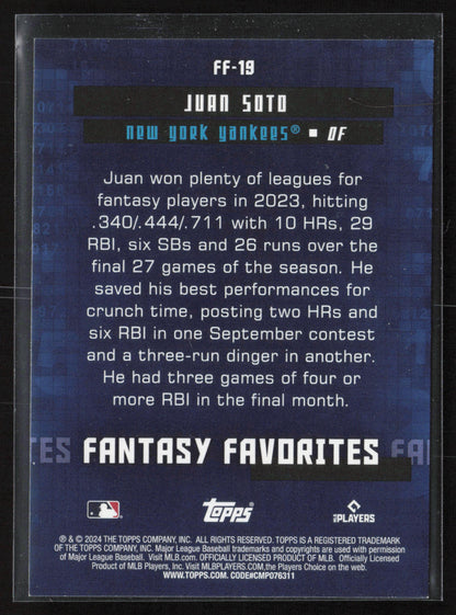 2024 Topps #FF-19 Juan Soto Fantasy Favorites