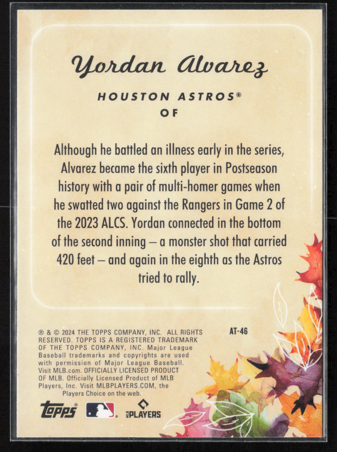 2024 Topps Update #AT-46 Yordan Alvarez Autumn Tales