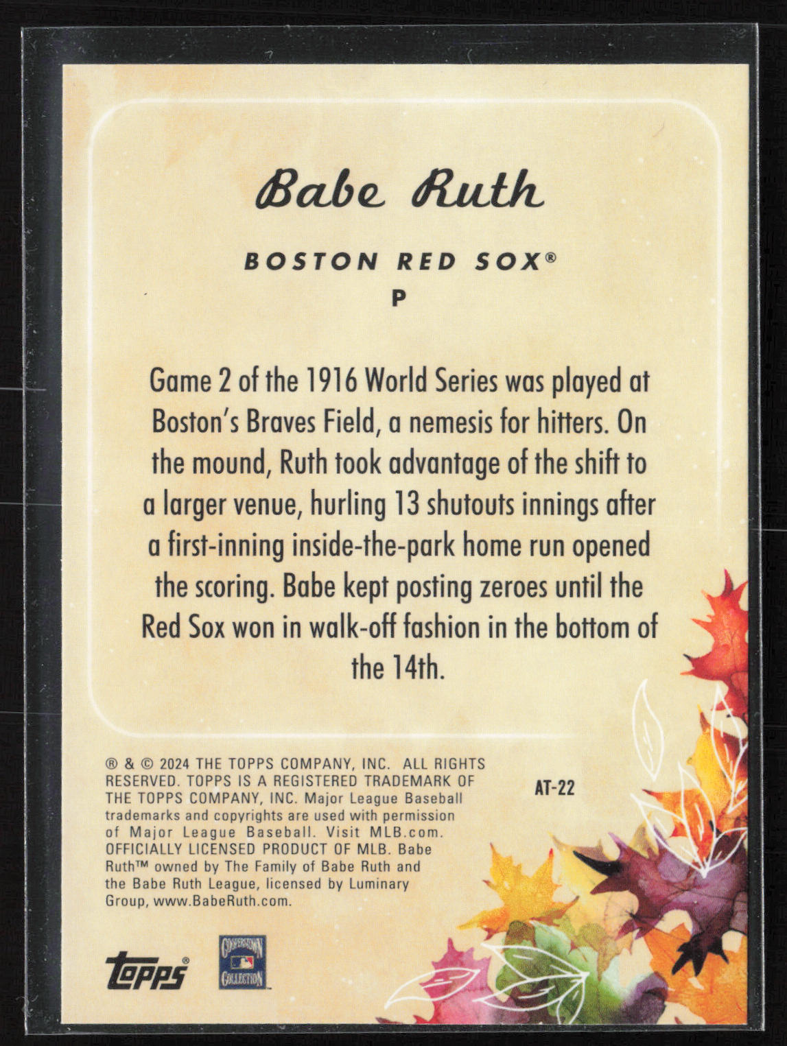 2024 Topps Update #AT-22 Babe Ruth Autumn Tales