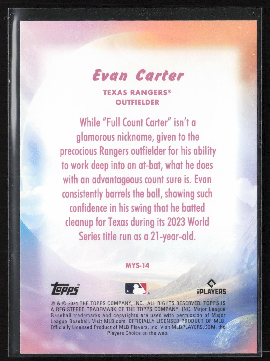 2024 Topps Update #MYS-14 Evan Carter Mystical