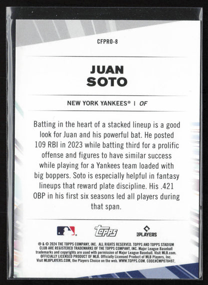 2024 Stadium Club #CFPRO-8 Juan Soto Chief Fantasy Professionals