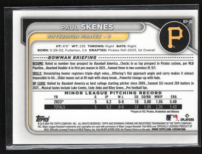 2024 Bowman #BCP-125 Paul Skenes Chrome Prospects Mojo Refractors