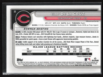 2024 Bowman #22 Elly De La Cruz Chrome Mojo Refractors