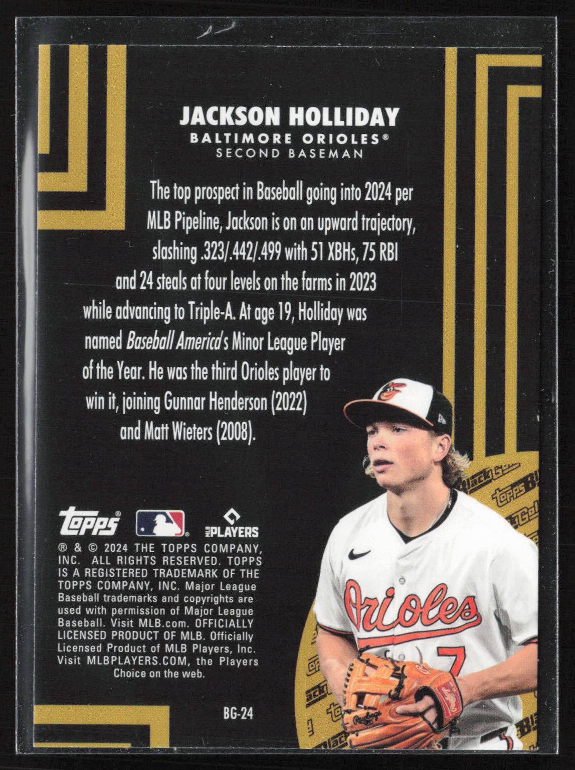 2024 Topps Update #BG-24 Jackson Holliday Topps Black Gold