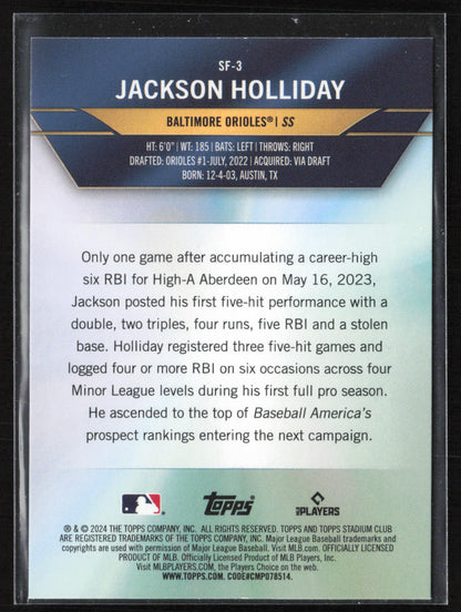 2024 Stadium Club #SF-3 Jackson Holliday Special Forces