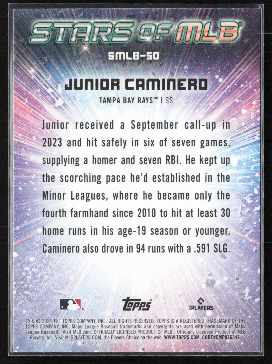 2024 Topps #SMLB-50 Junior Caminero Stars of MLB