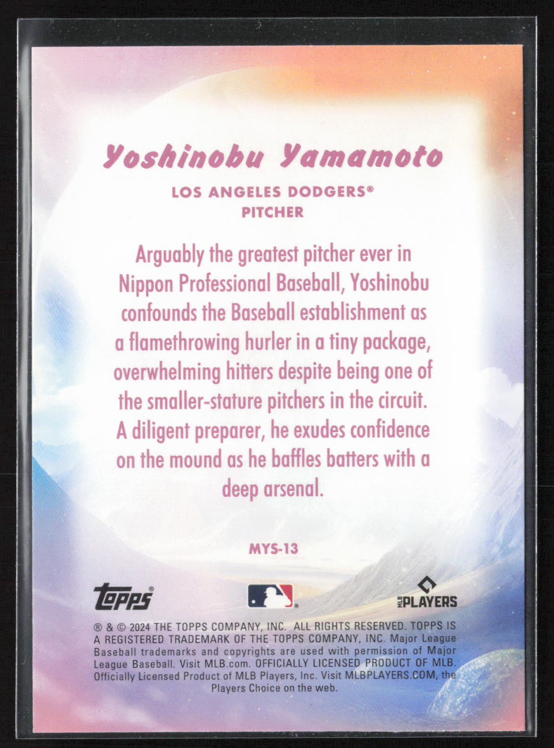 2024 Topps Update #MYS-13 Yoshinobu Yamamoto Mystical