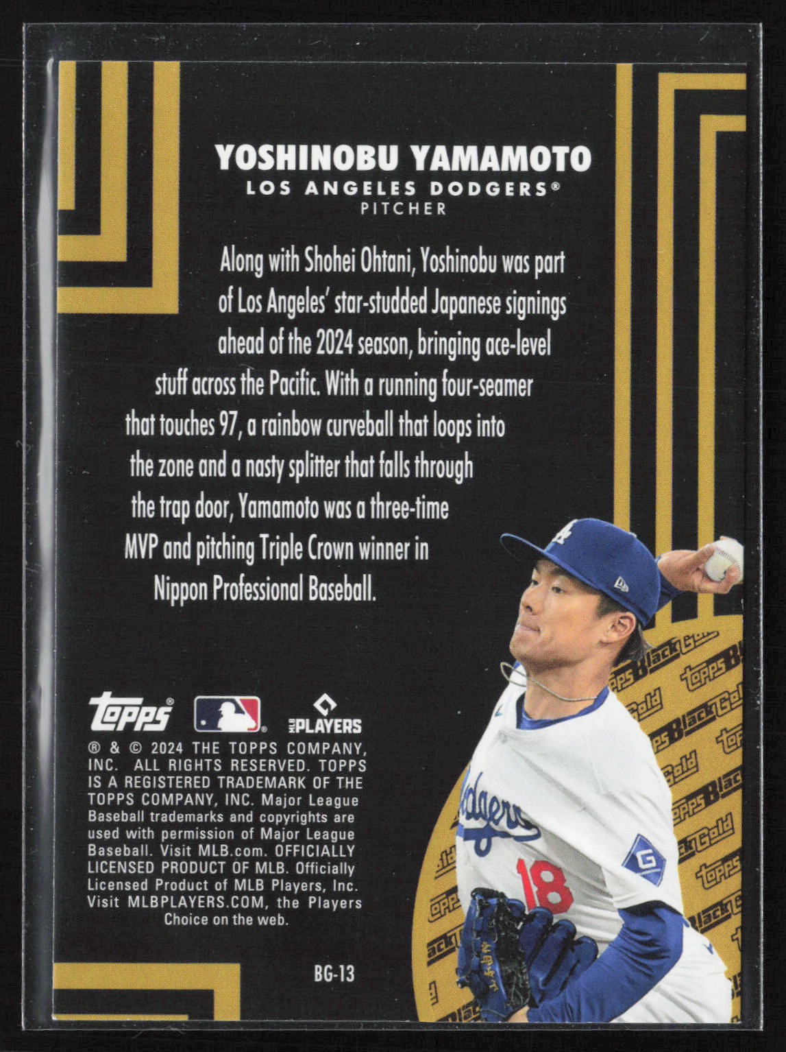 2024 Topps Update #BG-13 Yoshinobu Yamamoto Topps Black Gold