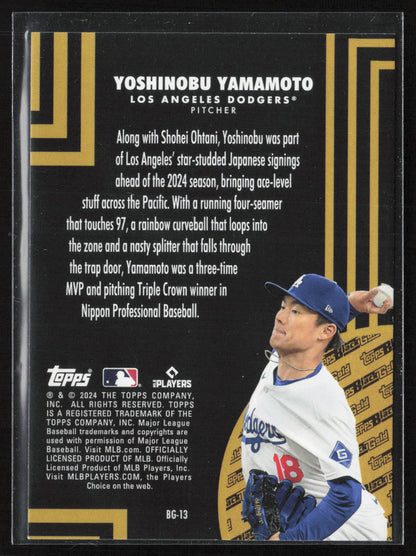 2024 Topps Update #BG-13 Yoshinobu Yamamoto Topps Black Gold