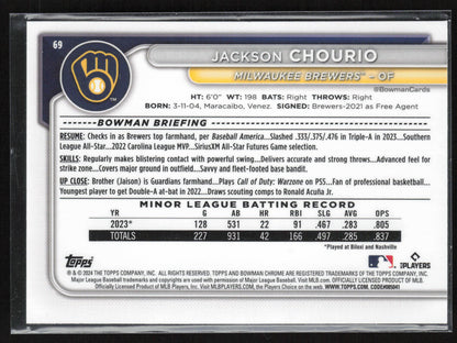 2024 Bowman Chrome #69 Jackson Chourio